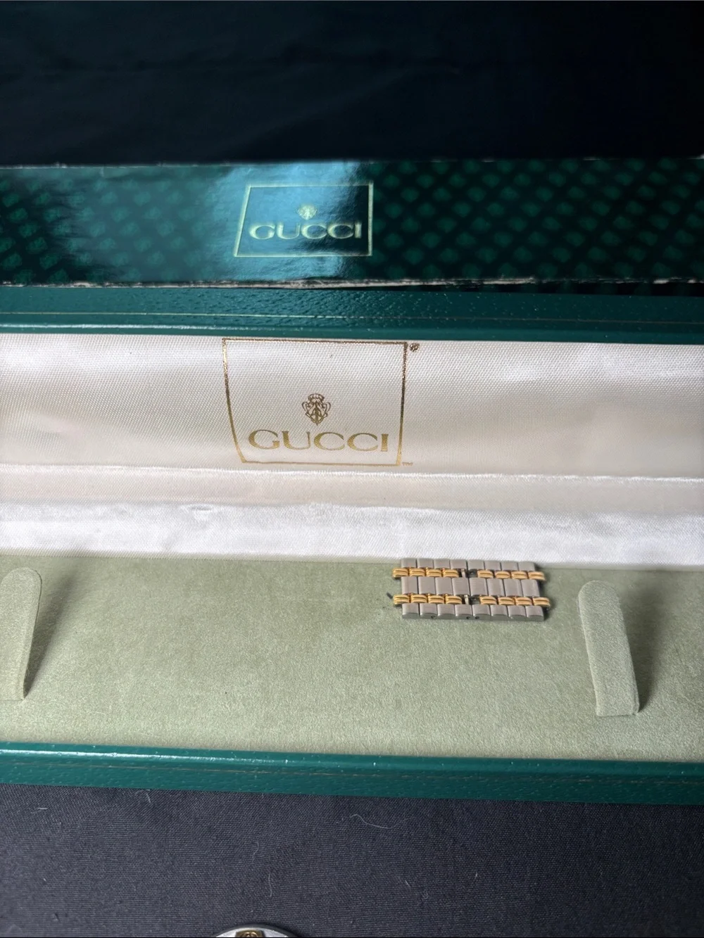 Gucci Two-Tone Gold & Silver Watch Duo with Green Presentation Box